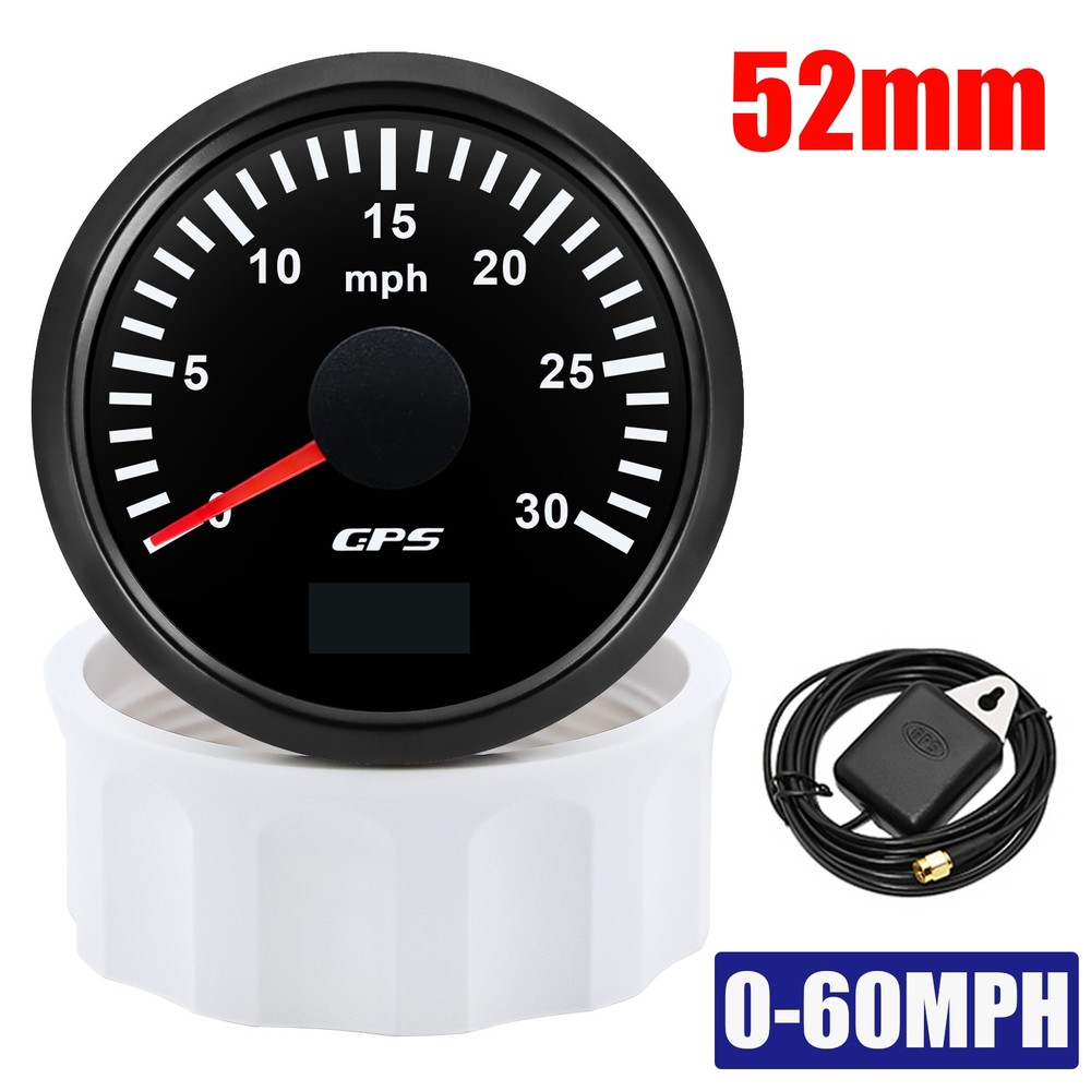 52mm GPS Speedometer Gauge 0-30MPH with 7-Color LED for Boats Cars Motorcycles  