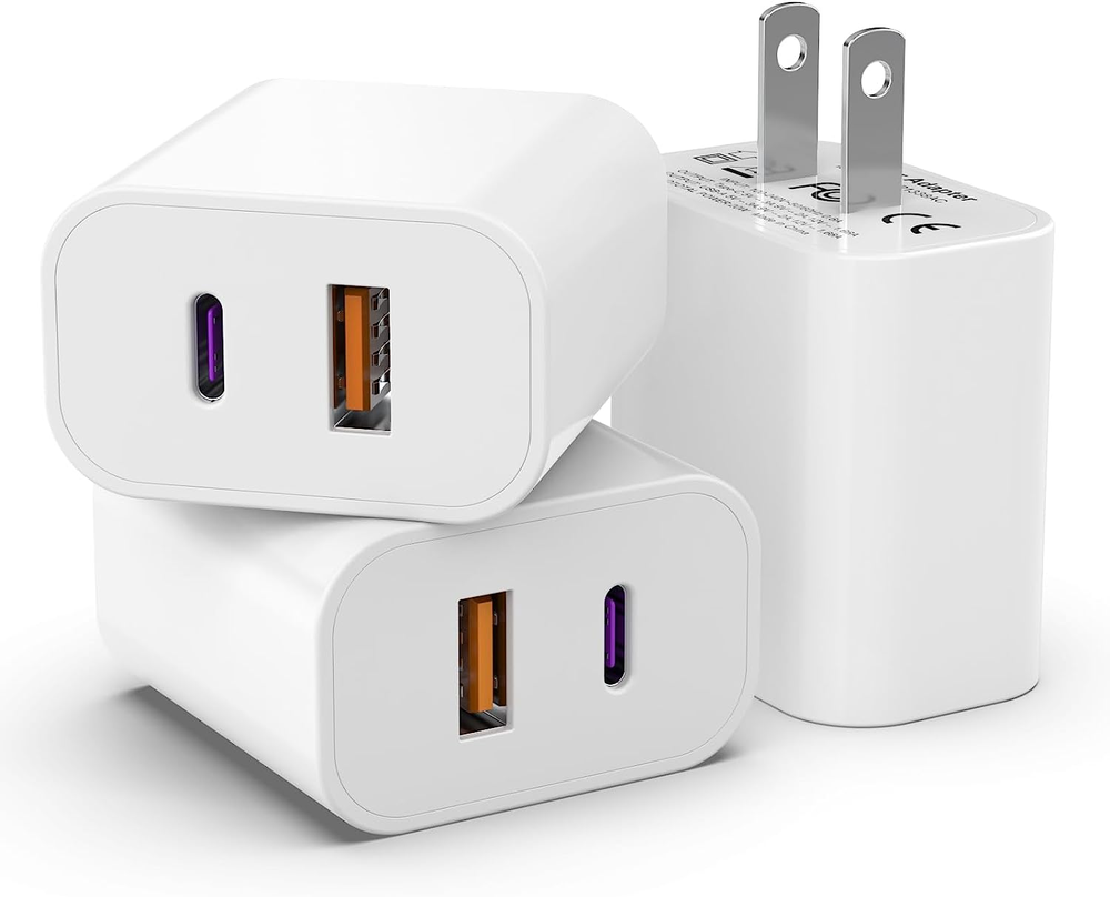 3 Pack I Phone 16 15 14 13 USB C Charger Block,  20W Dual Port QC + PD 3.0 Power