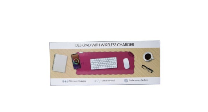 Large 24x9in Desk Pad with Fast Wireless Charging