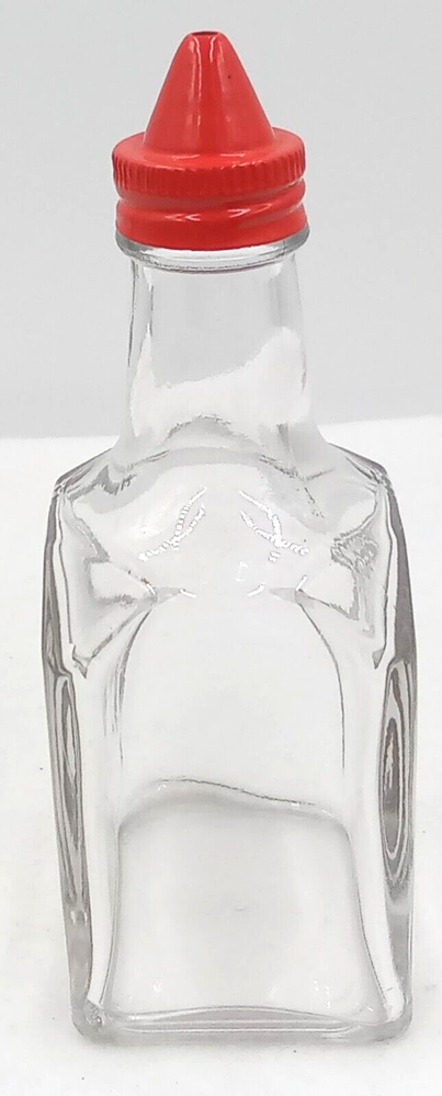 Vintage Gemco Vinegar Oil Glass Cruet Bottle Decanter Clear Red Metal Screw Top