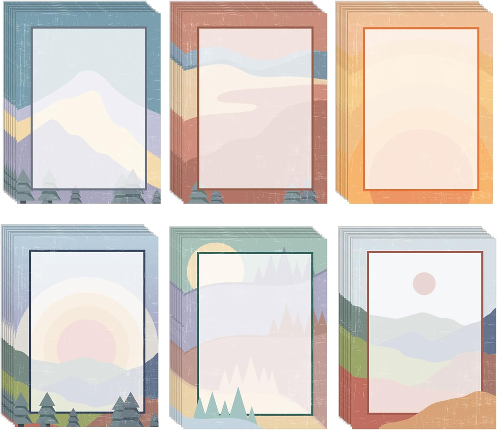 120 Sheets Stationery Paper Decorative Printer Paper 8.5 X 11 Inch Border Design