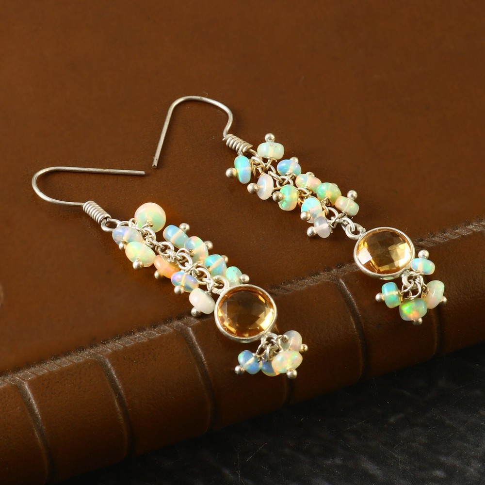 925 Sterling Silver Opal Earrings For Women Fire Opal Earrings 925 Silver 202
