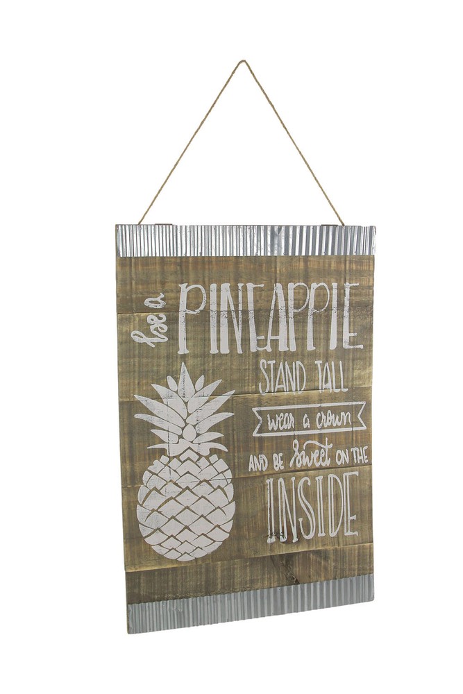 24 Inch Rustic Wood Pineapple Wall Hanging Inspirational Sign Decor Plaque Art