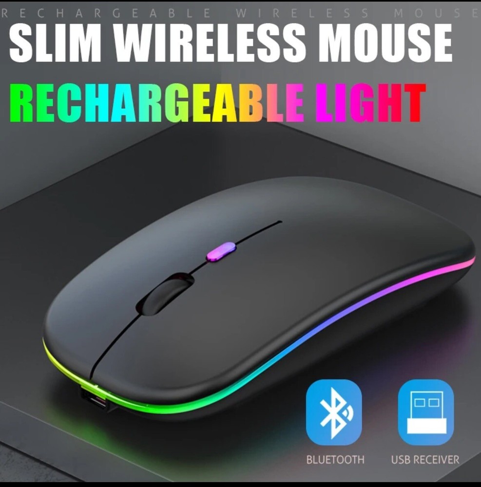 2.4GHz USB Rechargeable RGB Wireless Optical Mouse for PC Laptop