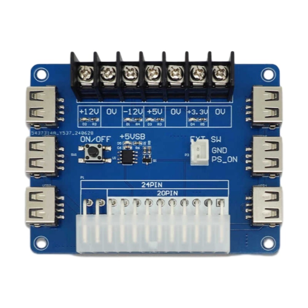 20/24pin ATX Power Supply Breakout Board 5V/2A 6 USB Charging Desktop Chassis