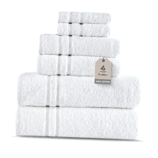 Luxury 6-Piece 550 GSM Turkish Cotton Bath Towel Set in White
