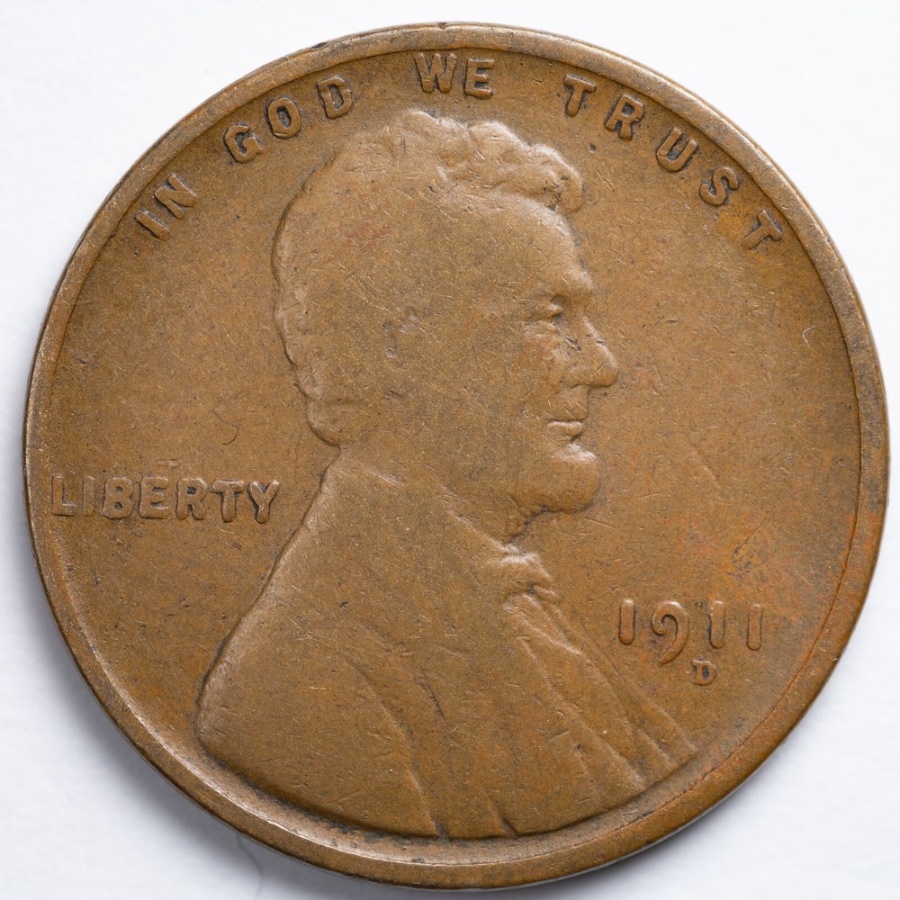 1911-D Very Good (VG) Lincoln Wheat Penny Cent, Denver Mint