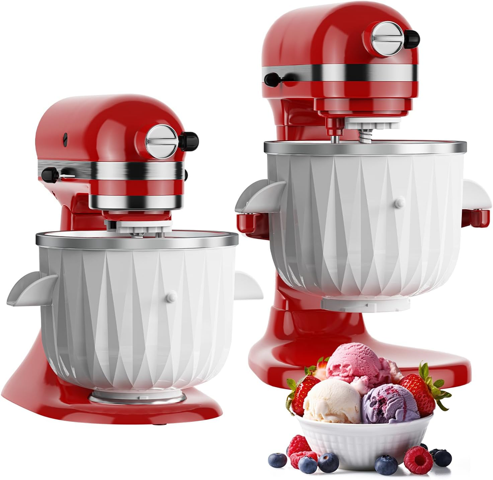 Ice Cream Maker Attachment for Kitchenaid Stand Mixers, Bowl for 4.5QT and Large