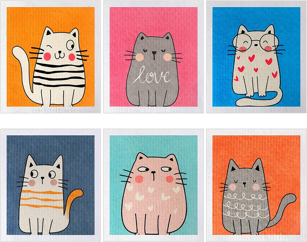 Patelai 6 Pieces Swedish Kitchen Dish Towels Kitchen Cloths Reusable Sponge