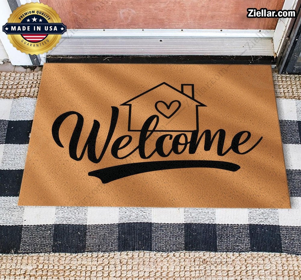 Personalized Doormat with Handwritten Font and Heart House Design