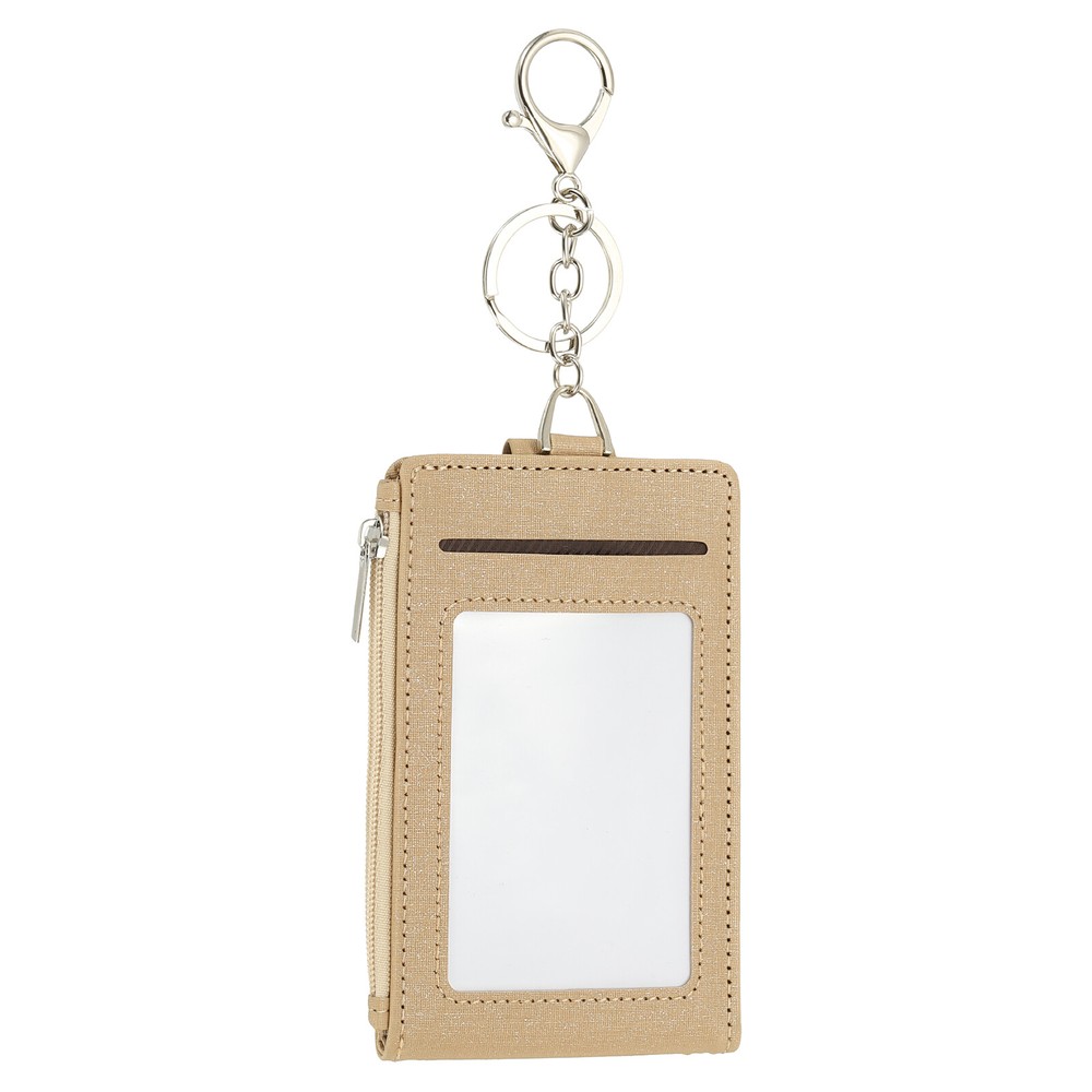 Leather RFID Blocking Card Holder Keychain Wallet in Yellow