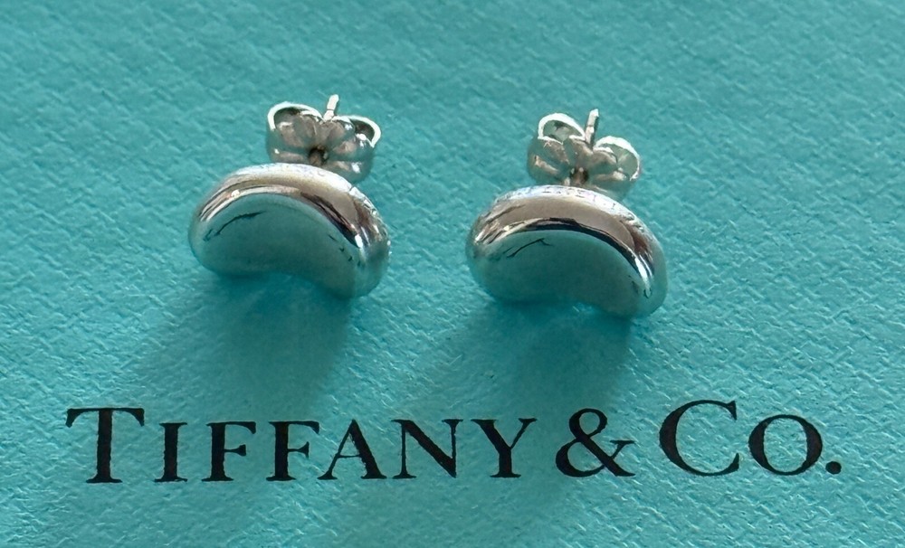Tiffany & Co Elsa Peretti  Bean  Earrings  Sterling Silver 925