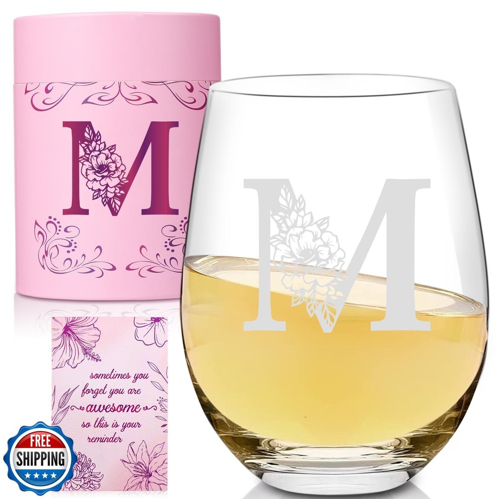 Custom 20oz Monogram Glass Tumbler – Personalized Initial Cup for Women-image