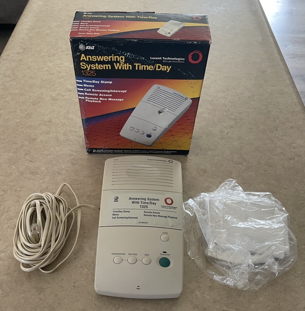 AT&T 1325 Answering System With Time Day Stamp Remote Access With Papers