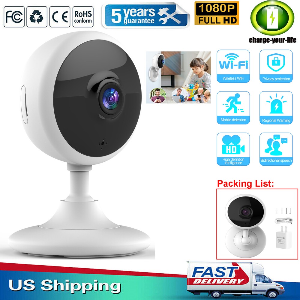 Wireless Security 130° 1080P IP Camera 2.4G Wi-Fi IR Night Vision Smart Home US