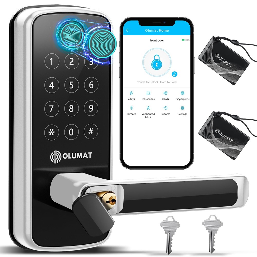 Wi-Fi Smart Lock with Handle - Keyless Entry for Front Door Security