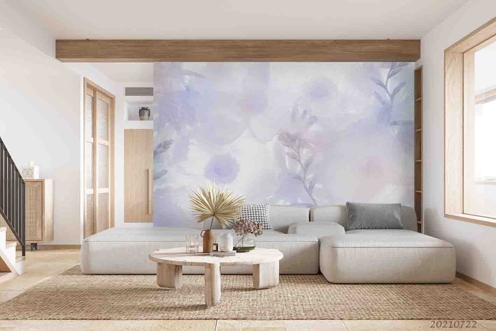 3D Watercolor Purple Floral Wall Murals Wallpaper Murals Wall Sticker