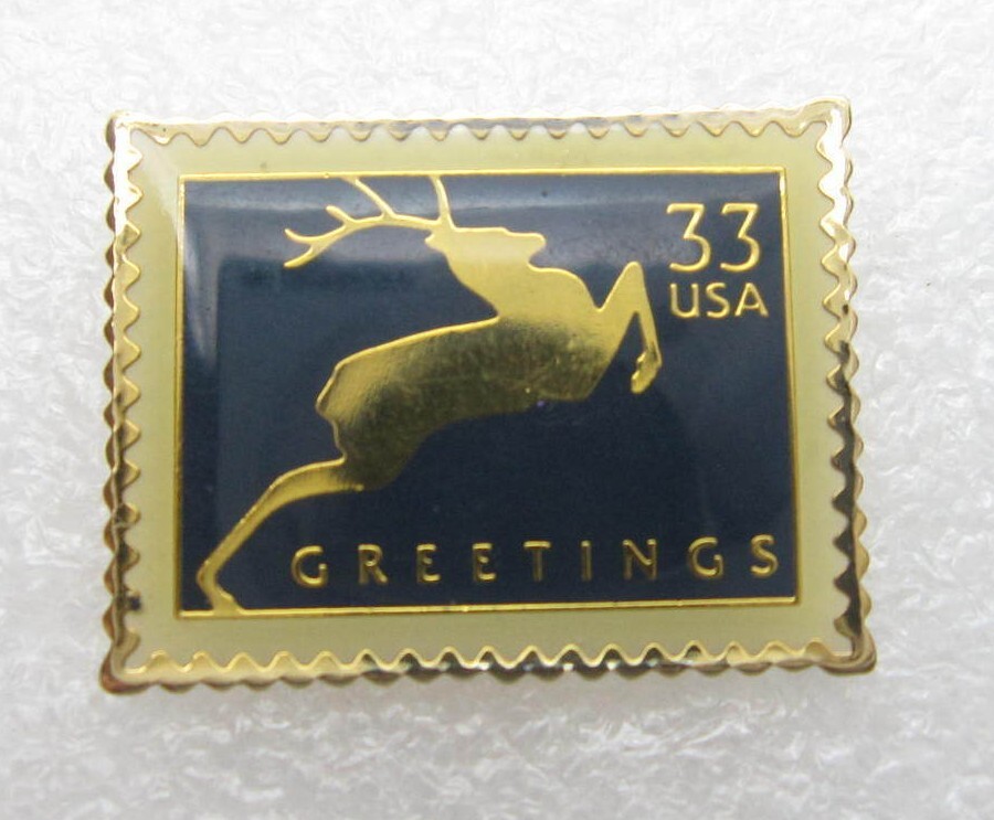 Vtg 1999 Greeting Reindeer Winter Season 33 Cent Lapel Pin (B761) Made in USA