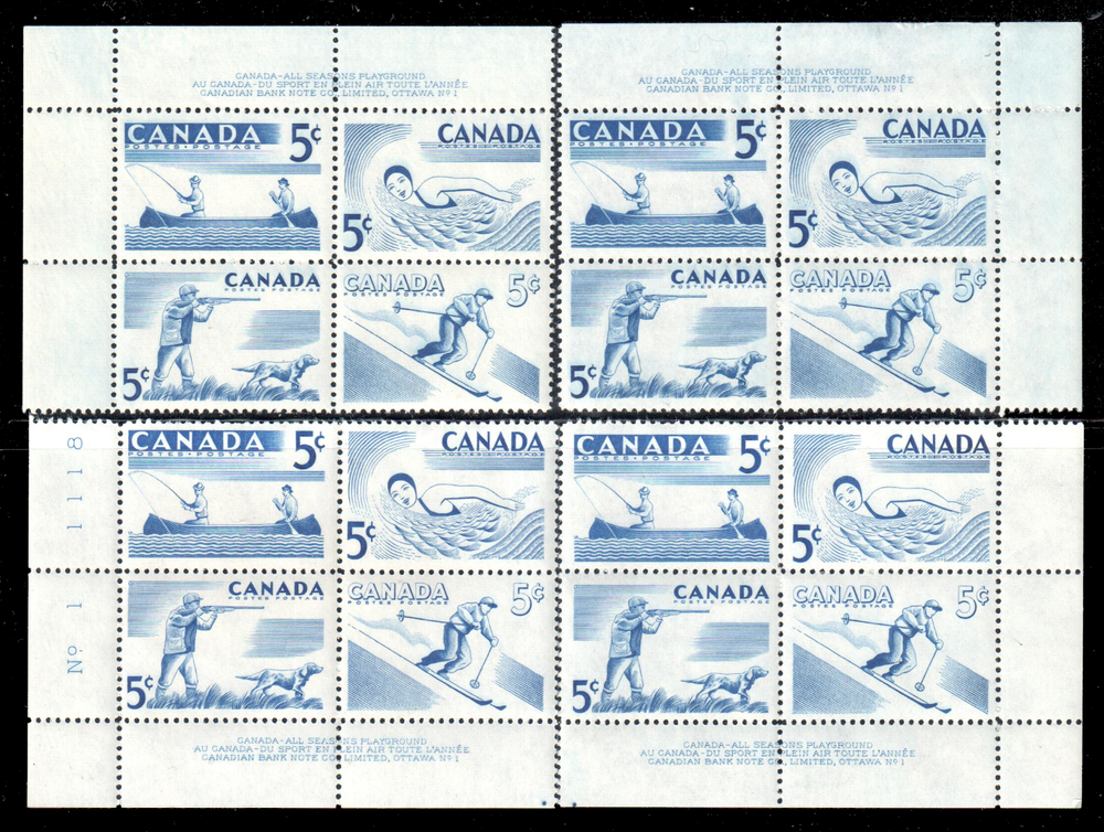 Canada Scott 368a Plate Blocks - All 4 Positions MNH Mint Never Hinged