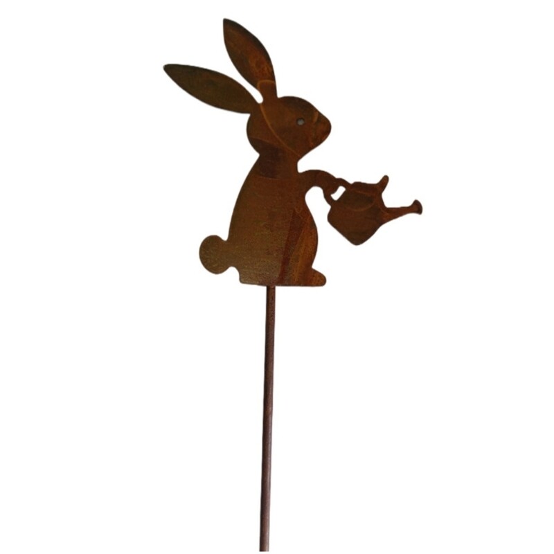 Metal Rabbit Stake Garden Statue Outdoor Easter Yard Decor  