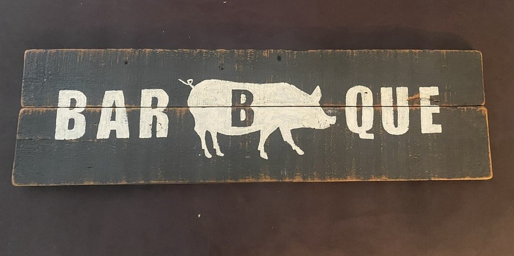 Rustic Wooden BBQ Sign for Kitchen Wall Decor