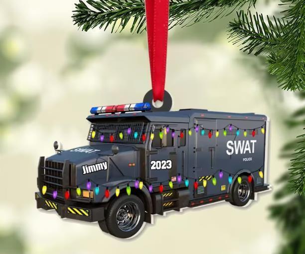 Police Christmas Flat Acrylic Ornament Personalized