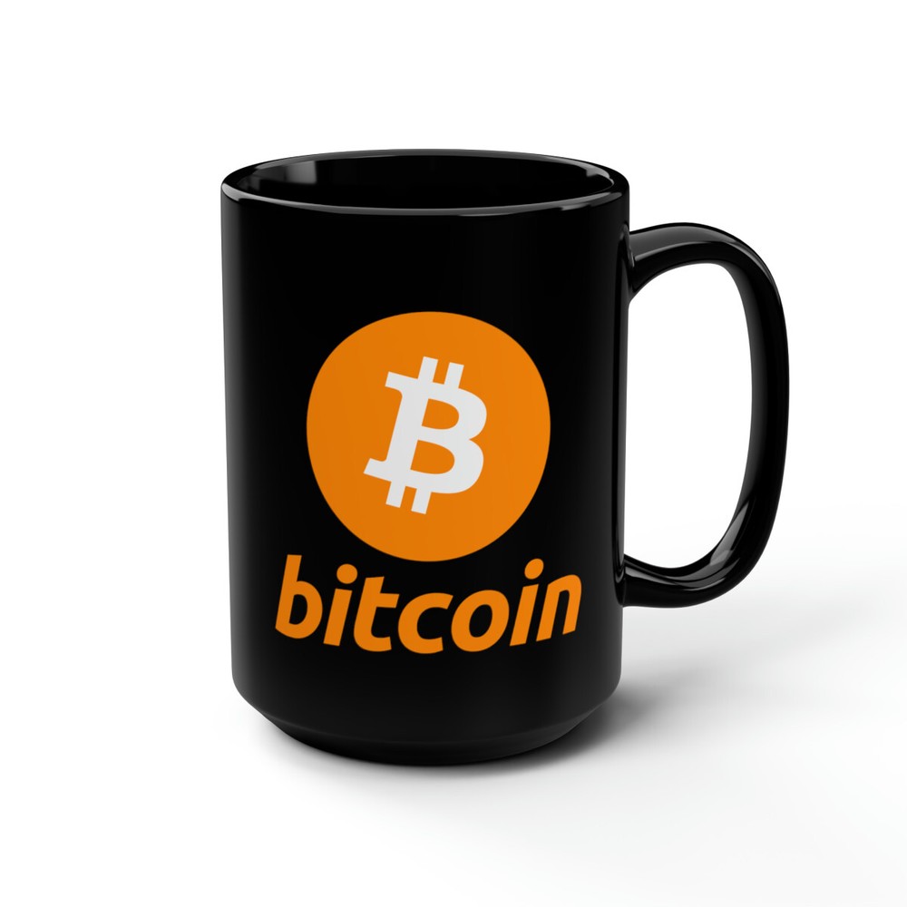 Bitcoin BTC Black Coffee Mug 15oz, Crypto Mug, Cryptocurrency, HODL-image