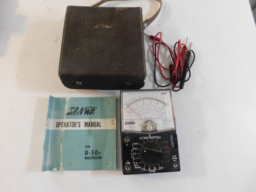 SANWA U-50 MULTITESTER JAPAN ORIGINAL CASE PAPERS LEAD WIRES NO DAMAGE