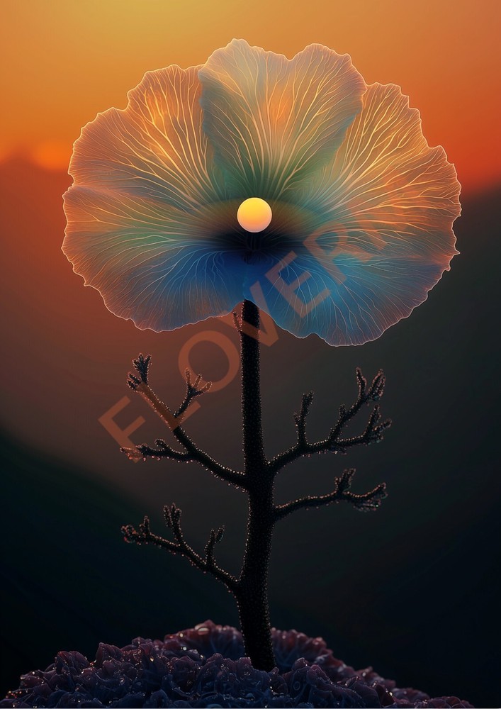 Exquisite Blue Flower Art Wall Poster Modern Home Decor Digital Photo Print