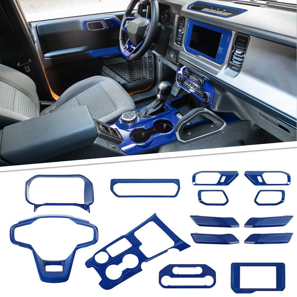 14pcs Interior Decoration Cover Trim Kit Accessories For Ford Bronco 2021+ Blue