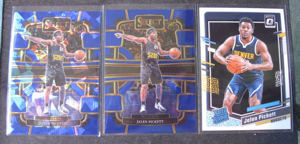 Jalen Pickett 3-Card Rookie Lot 2023-24 Select Blue Ice Blue Donruss Optic Denver Nuggets