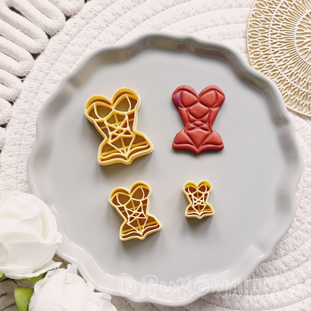 Corset Bodice Stays Lingerie Sexy 3 Polymer Clay Cutter For Earring Jewelry