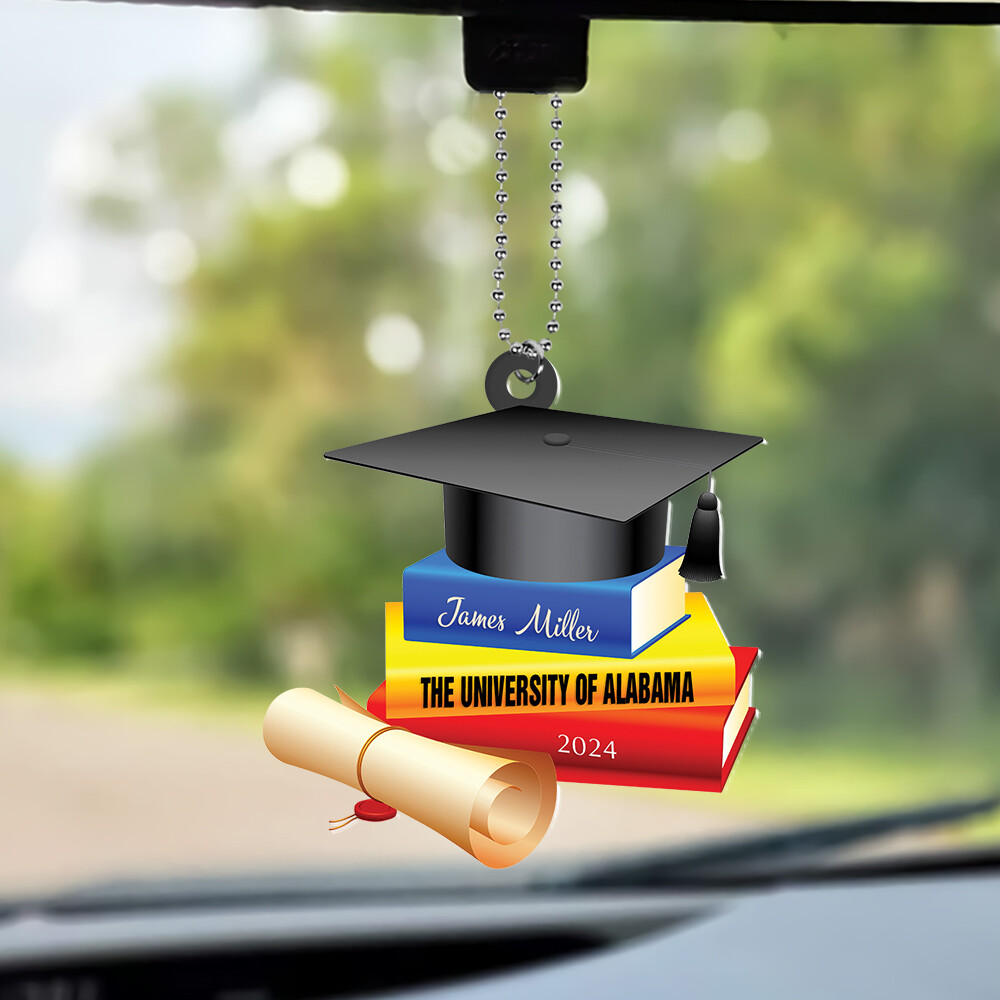 2024 Graduation Cap & Books Personalized Keepsake Ornament-image