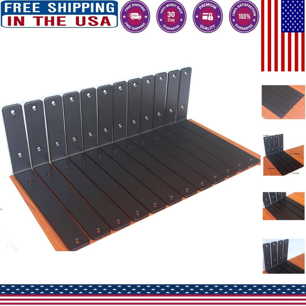 4-Pack Heavy Duty Black Iron Shelf Brackets - 100 lb Capacity