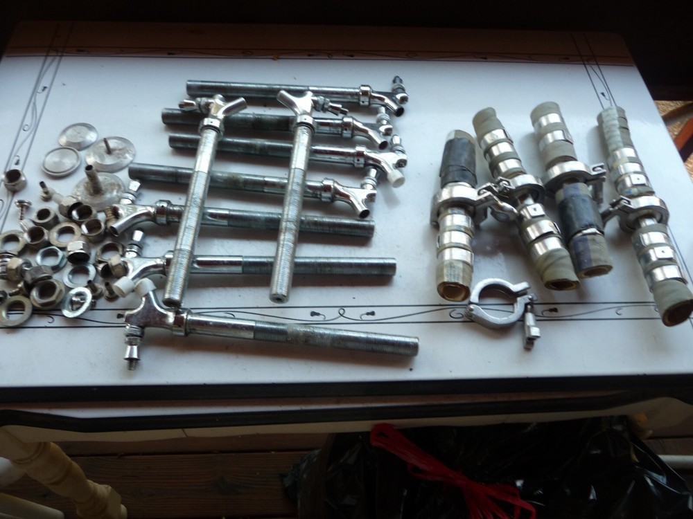 Lot of Beer Taps Faucets?  and Clamps Chrome Plated Brass