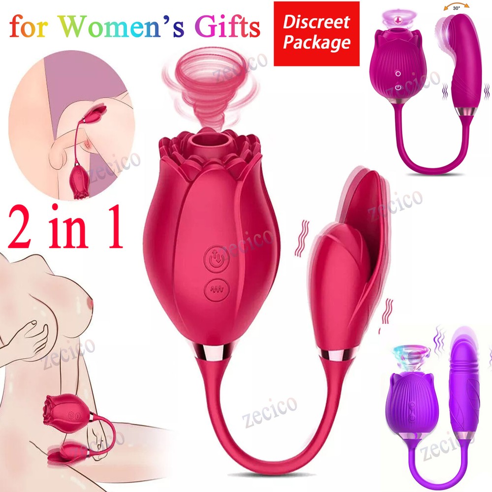 Rose Clit Sucking Vibrator with Thrusting G-Spot Stimulator for Women