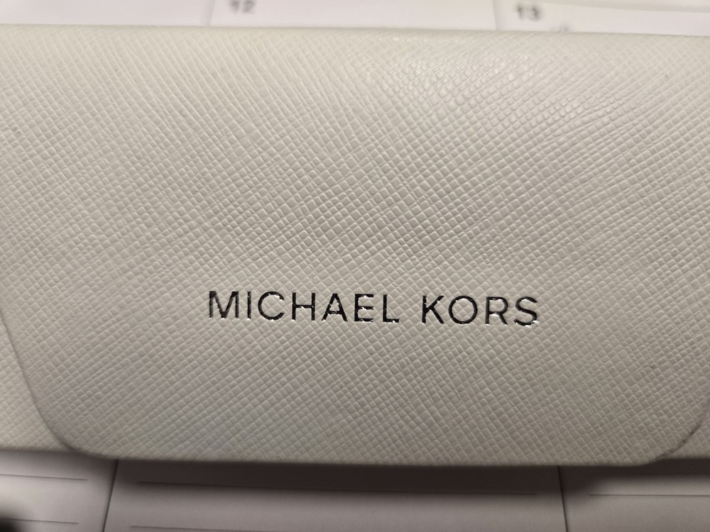 Michael Kors Authentic Hard Eyeglass and Sunglass White Case with Cleaning Cloth