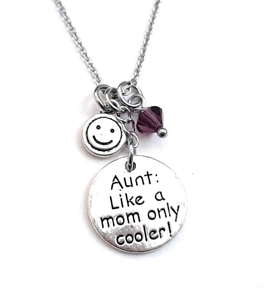 Personalized Aunt Necklace - Like a Mom But Cooler Charm Gift-image