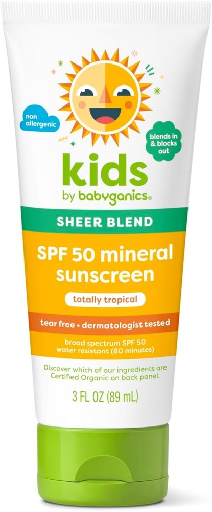 Babyganics SPF 50 Mineral Sunscreen Lotion with UVA UVB Protection 3 oz