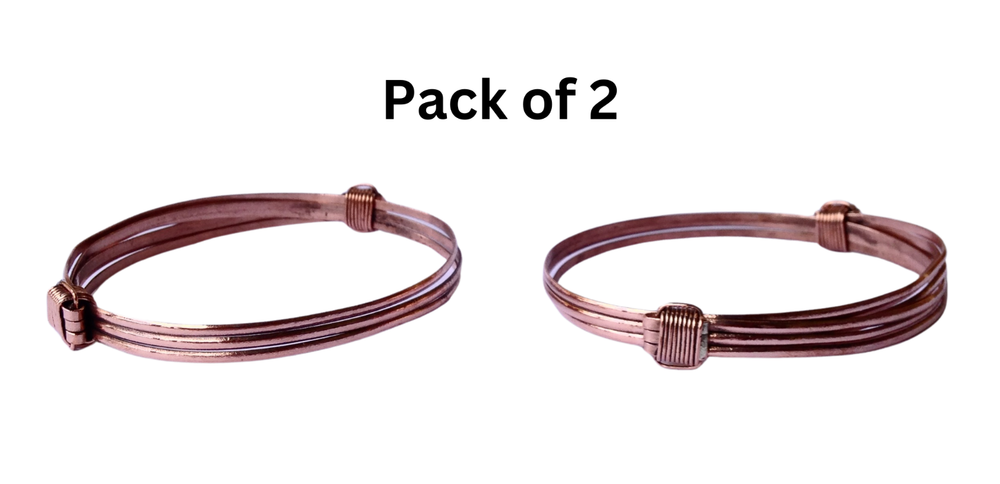 African Copper Elephant Hair Unisex Bracelet - Handmade in Kenya (Pack of 2)