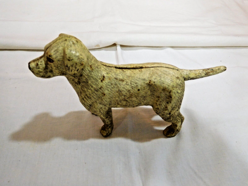 Antique ~ Cast Iron Lab Dog Bank/Door Stop      #3329