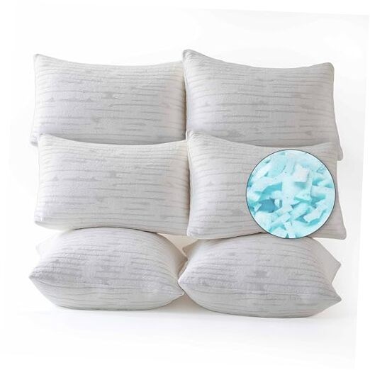 King Size Memory Foam Pillows 6 Pk, Adjustable Pillow King (Pack of 6)