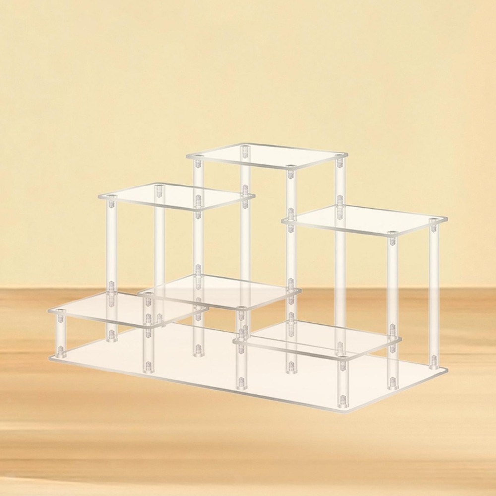 Acrylic Display Riser Organizer Elevated Display Rack for Toy Figures Wallet