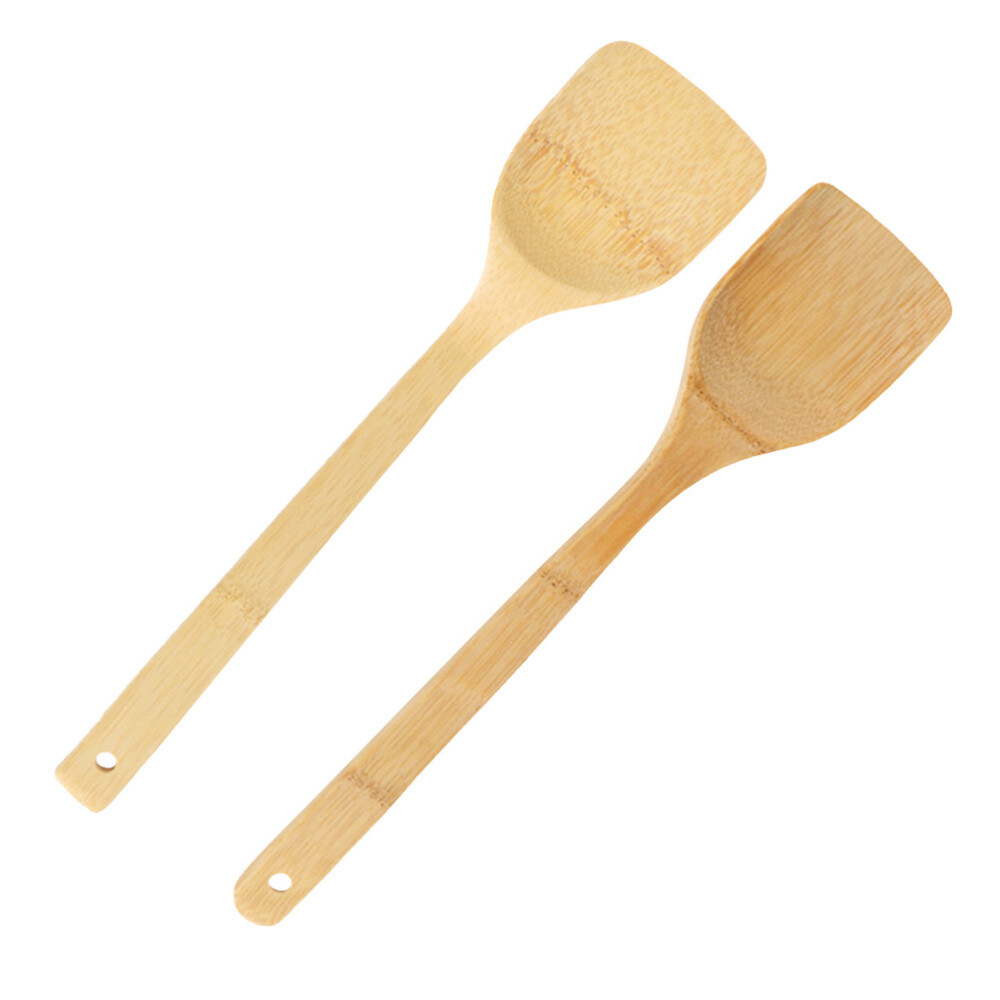 2pcs Cooking Spatula Wooden Cooking Tool Frying Spatula Cooking Spoons