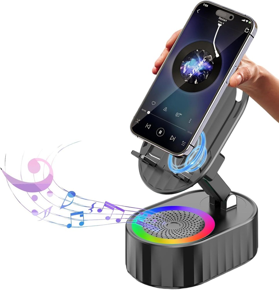 5-in-1 Wireless Induction Bluetooth Speaker with Phone Holder & Emergency Features