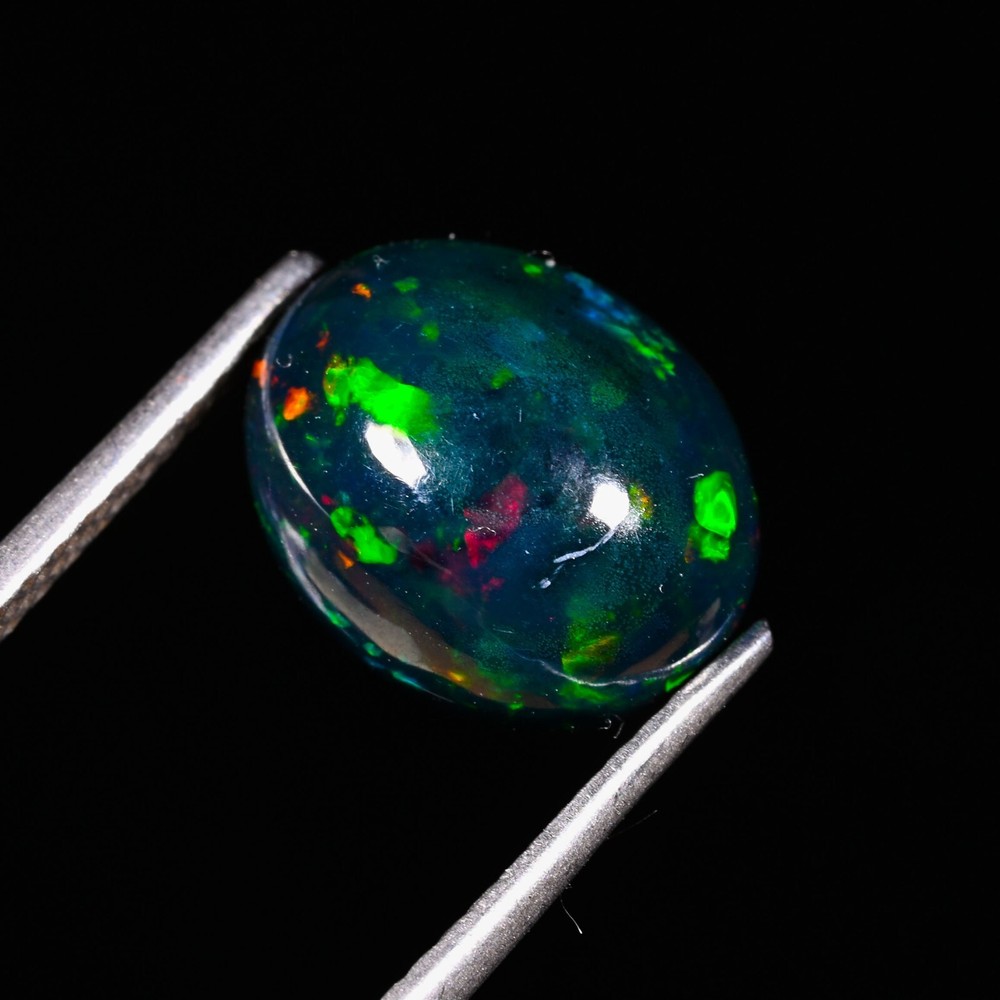 Multi Opal Cabochon Oval Shape Opal Jewelry Ethiopian Opal Black Cabochon