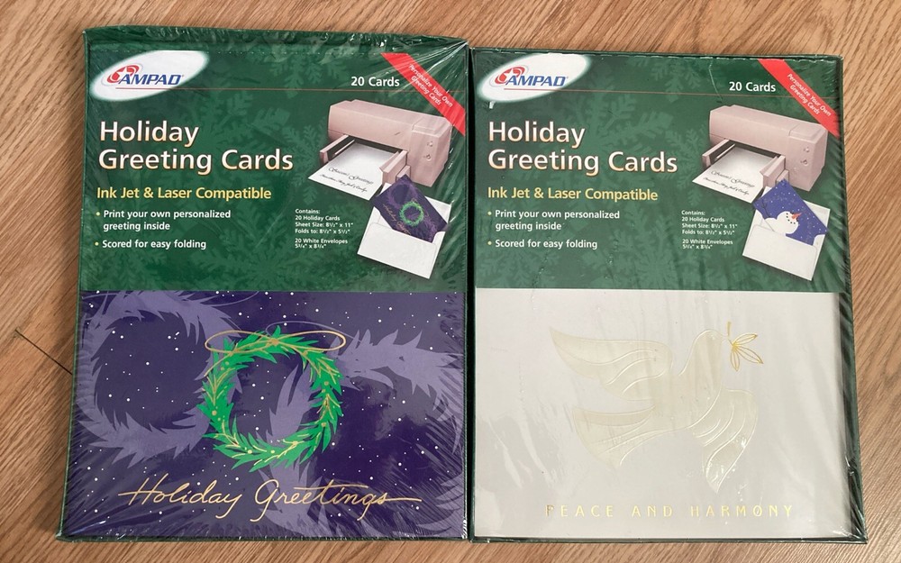 Personalized Christmas Dove Wreath Holiday Cards 2 Printable Sets New-image