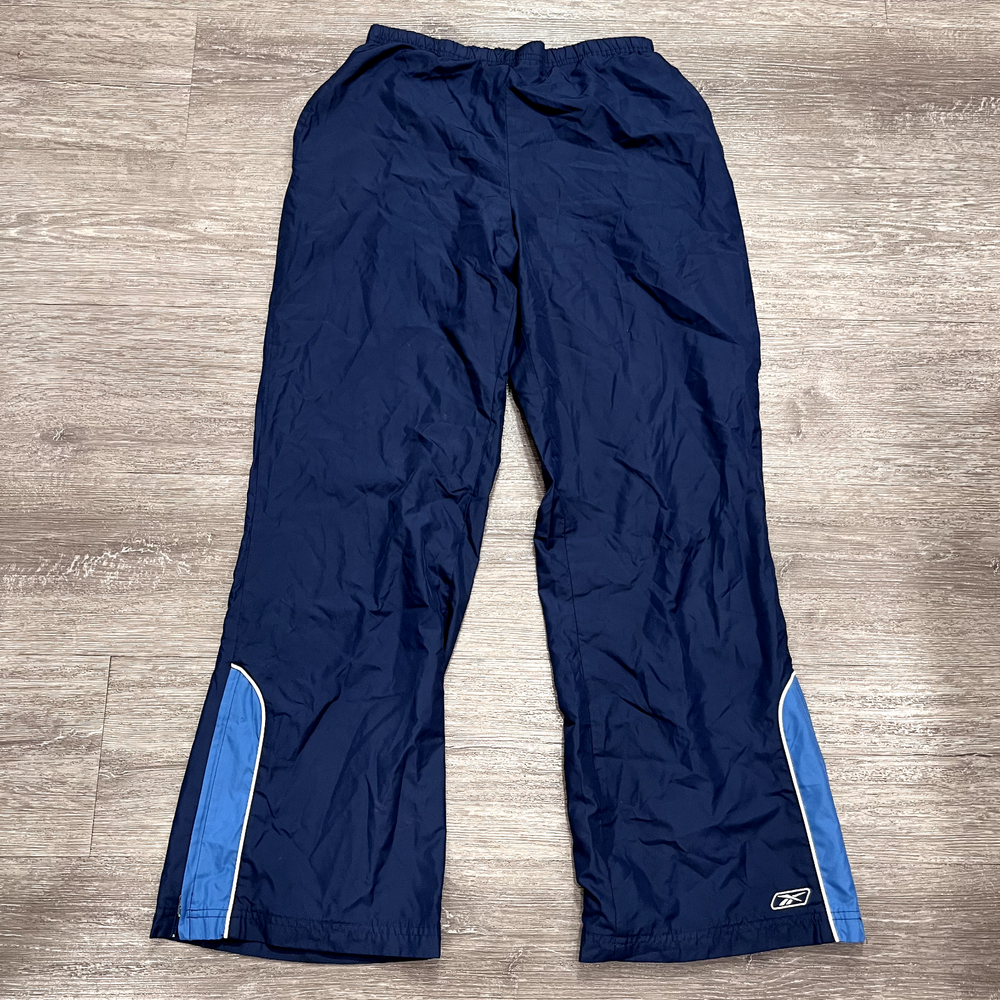 Vintage Reebok Track Pants Womens Medium Blue Windbreakers Nylon Bootcut
