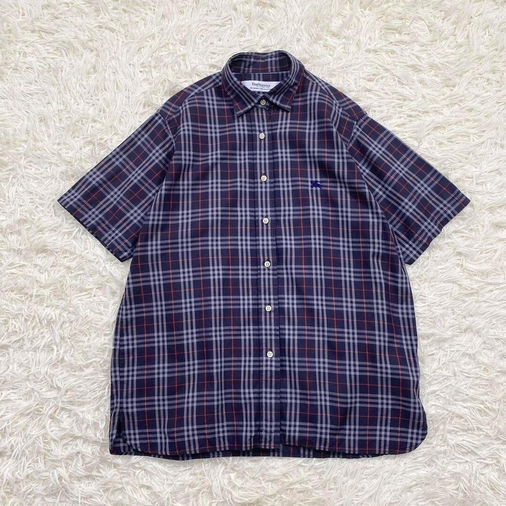 90s Burberry Nova Check Shirt Horse Logo Embroidery England Men Size M Used