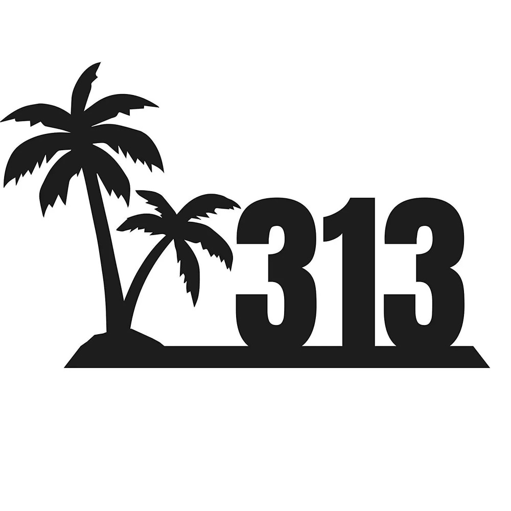 Custom Metal Palm Tree House Number Sign for Beach Homes  -image
